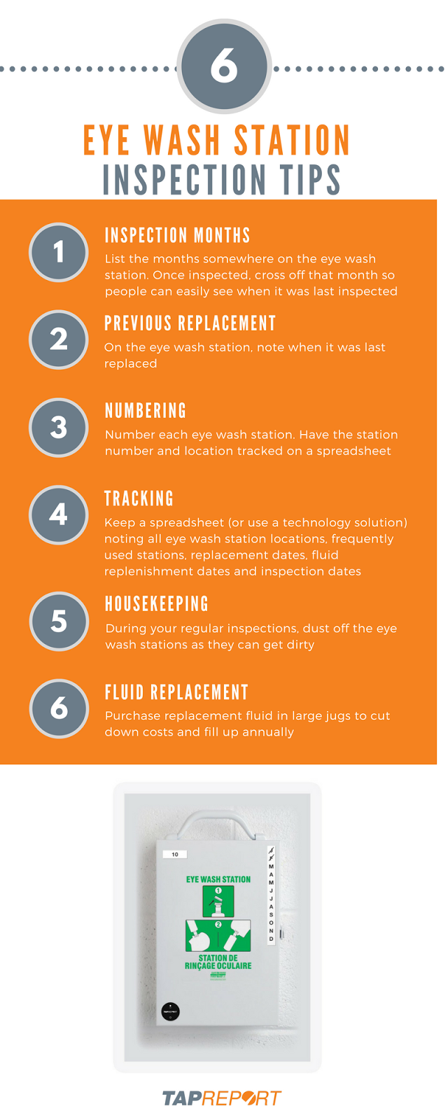 6 eyewash station inspection tips infographic